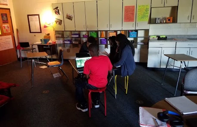 View of Several Students on Laptop from Behind them