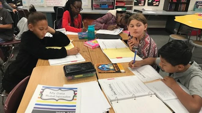 Children at table in classroom
