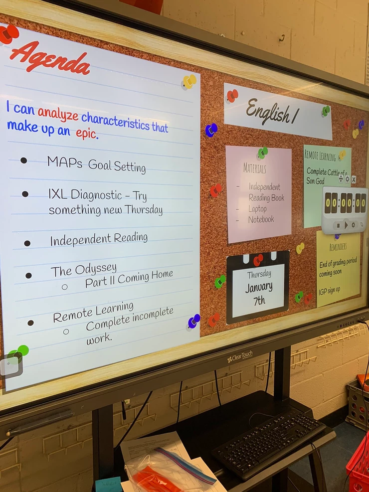 Daily Agenda for Class on Board