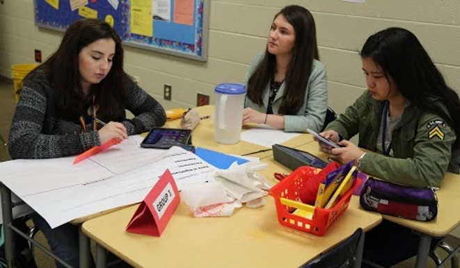 Three Girls in a Study Group