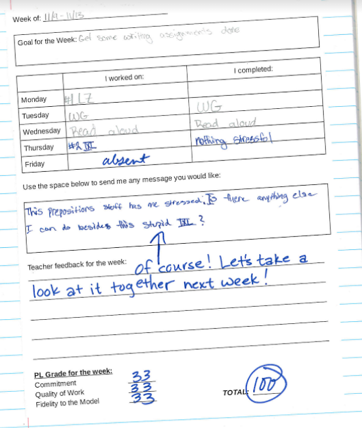 Weekly Report Card